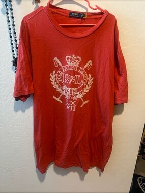 Ralph Lauren Red Short-Sleeve Graphic Tee with White Crest